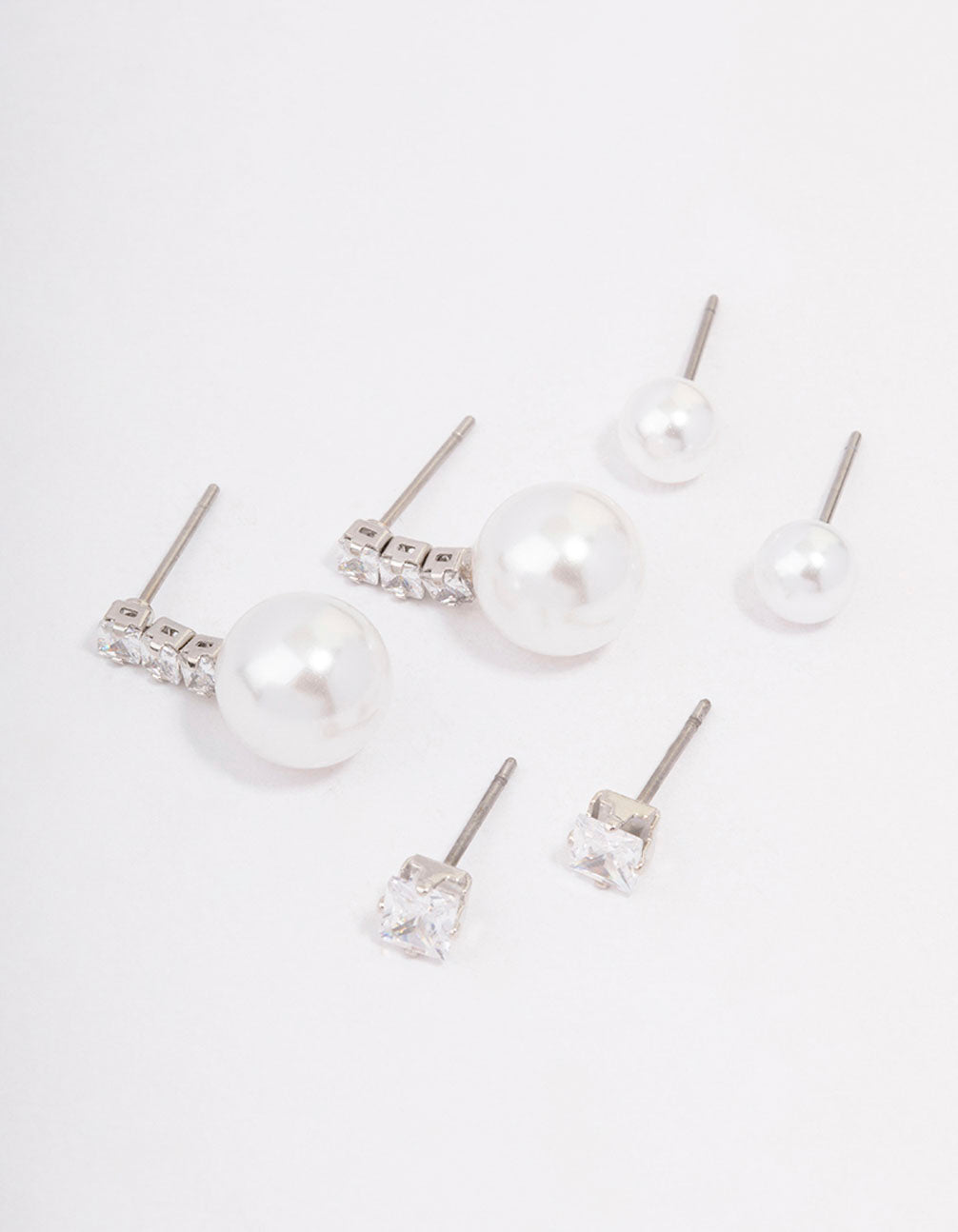Silver Plated Cubic Zirconia Pearl Layered Small Hoop Earrings - Lovisa